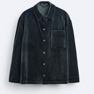 NWT Zara Velvet Jacket in‎ Dark Gray Sz M
